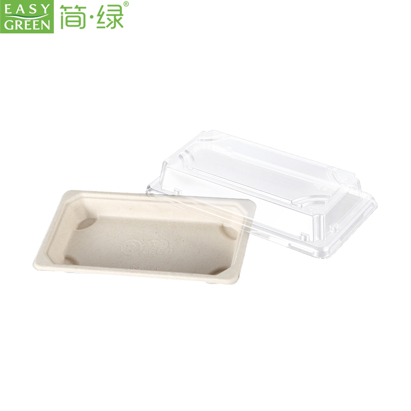 EG-0.4 Disposable Biodegradable Food Tray With Lid For Sushi Meat