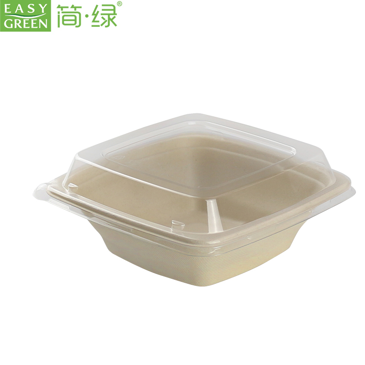 EG-24S 24oz Disposable Bagasse Takeout Food Bowls With Lid