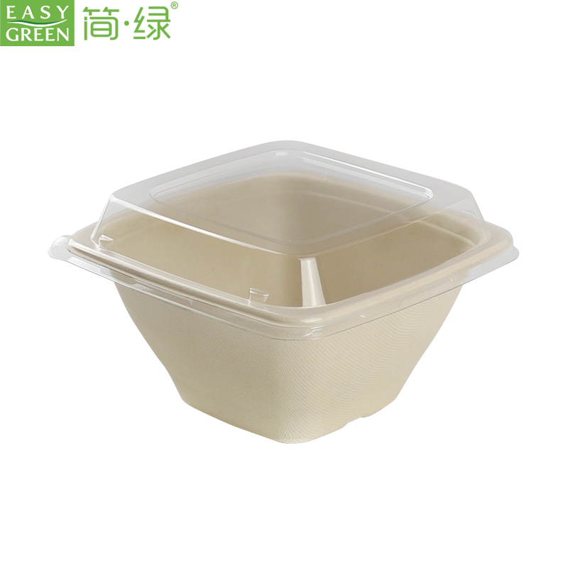 EG-42S 42oz Disposable Bagasse Takeout Food Bowls With Lid