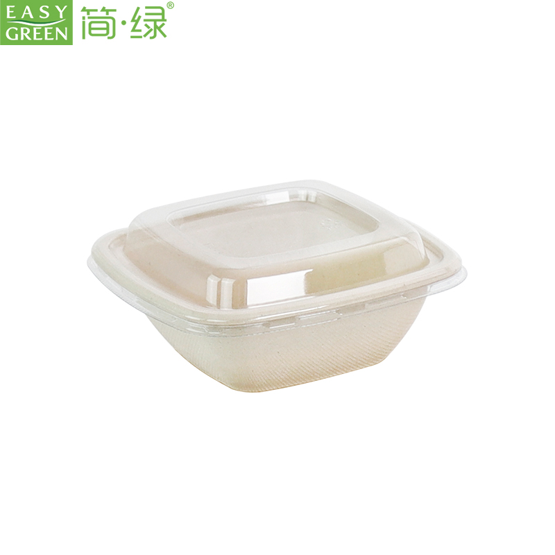 CS350 Square Bagasse Takeaway Food Container with Clear Lid