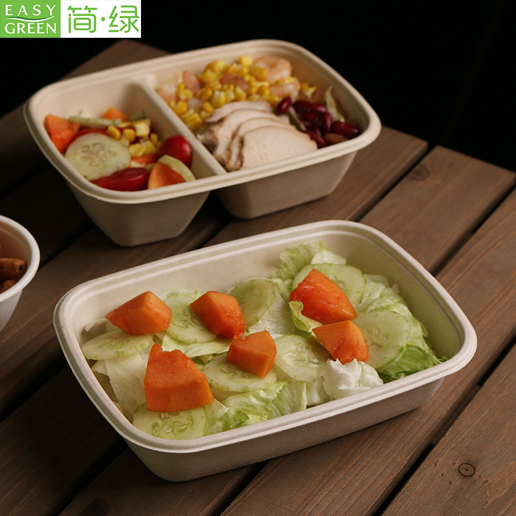 CR Series Rectangle Disposable Bagasse Takeout Food Container With Lid