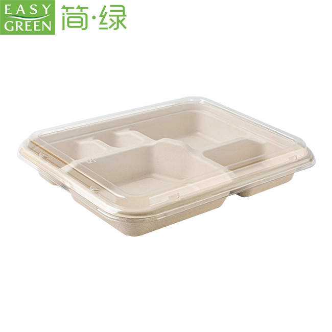 CJ3062 Compostable 5 Compartment Paper Plates with Lid