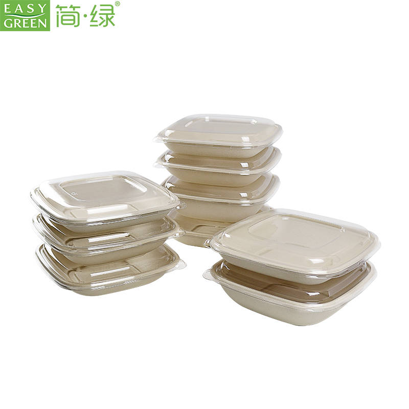 EB Series Square Disposable Bagasse Takeout Food Bowls With Lid